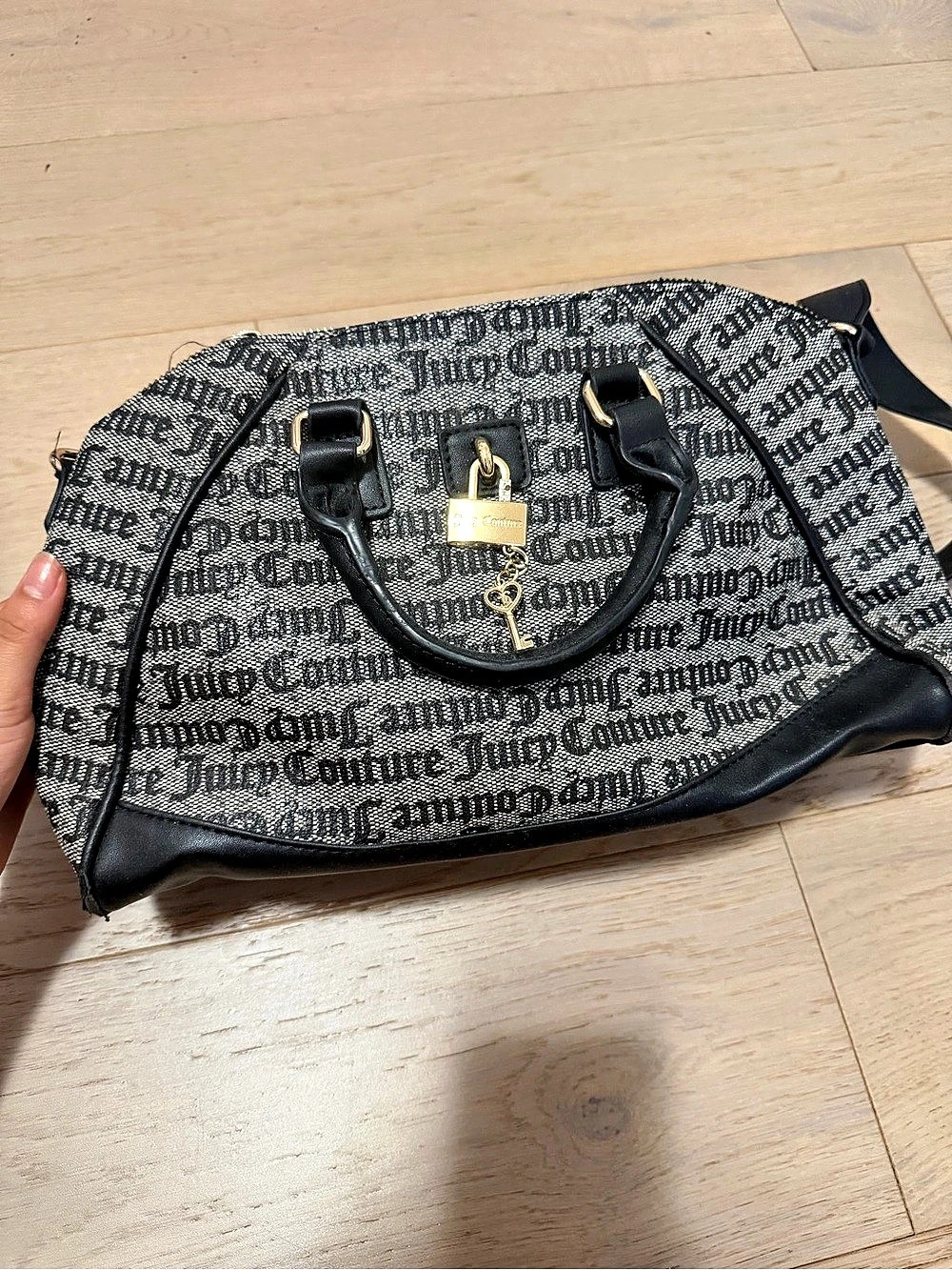 Juicy Couture Black & White Logo Shoulder Bag